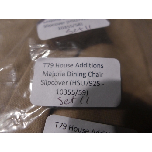 3212 - Eight Taupe, Elasticated Dining Chair Slip Covers (no ref)