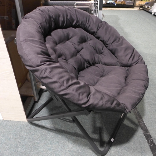 3225 - Oversized Black Fabric Saucer Chair  (305-155)    * This lot is subject to vat