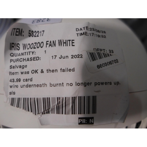 3283 - Iris Woozoo Matte White Desk Fan with Remote  (305-121)    * This lot is subject to vat