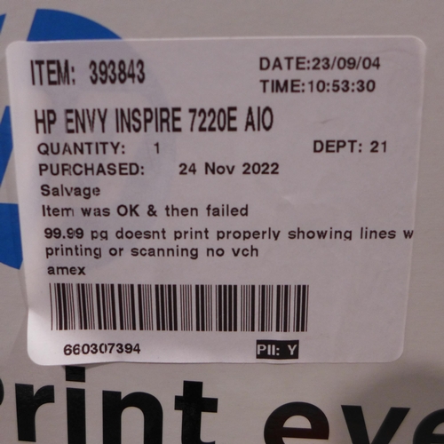 3296 - Hp Envy Inspire 7220E AIO Printer, original RRP £99.99 + VAT  (305-142)    * This lot is subject to ... 