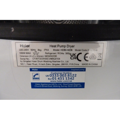 3306 - Haier 8kg Heat Pump Dryer (model: HD80-A636), original RRP £439.99 + VAT  (305-76)    * This lot is ... 