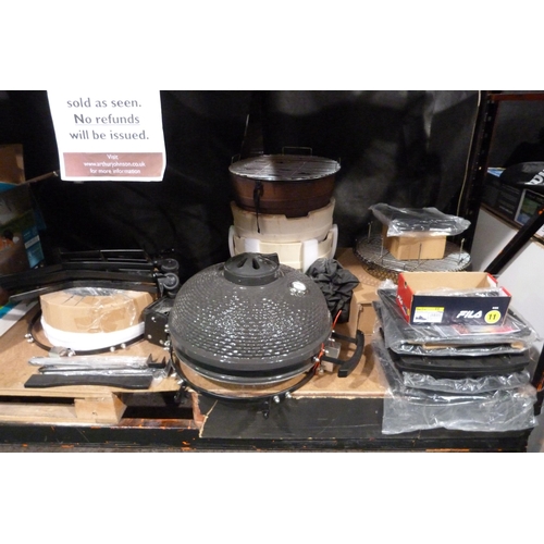 3356 - Large Quantity of Kamado Grill Parts, Shelves, Brackets, Covers, Etc (4173-4,16) *This lot is subjec... 