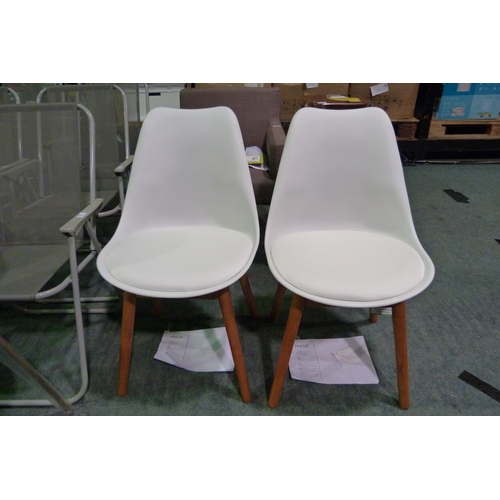 3388 - Pair of Thelma White Pu dining chairs (18)