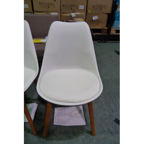 3388 - Pair of Thelma White Pu dining chairs (18)