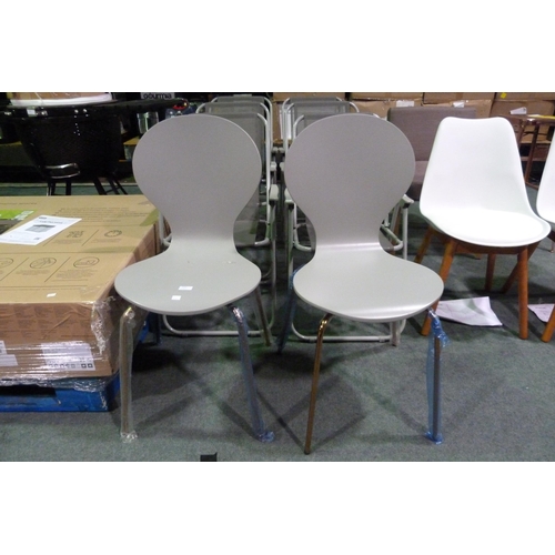 3390 - Pair of Grey painted stacking dining chairs (9)