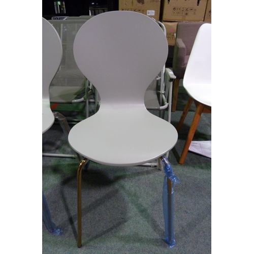 3390 - Pair of Grey painted stacking dining chairs (9)