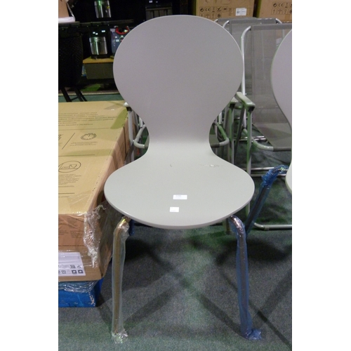 3390 - Pair of Grey painted stacking dining chairs (9)