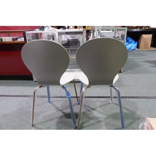 3390 - Pair of Grey painted stacking dining chairs (9)