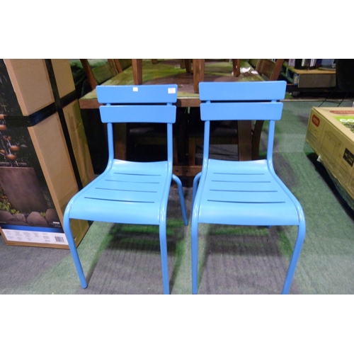 3397 - Pair of Blue metal garden chairs (no ref)