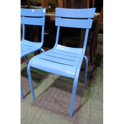 3397 - Pair of Blue metal garden chairs (no ref)