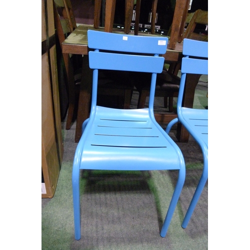 3397 - Pair of Blue metal garden chairs (no ref)