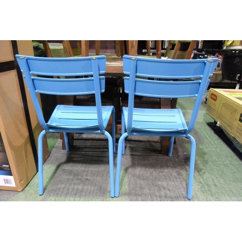 3397 - Pair of Blue metal garden chairs (no ref)