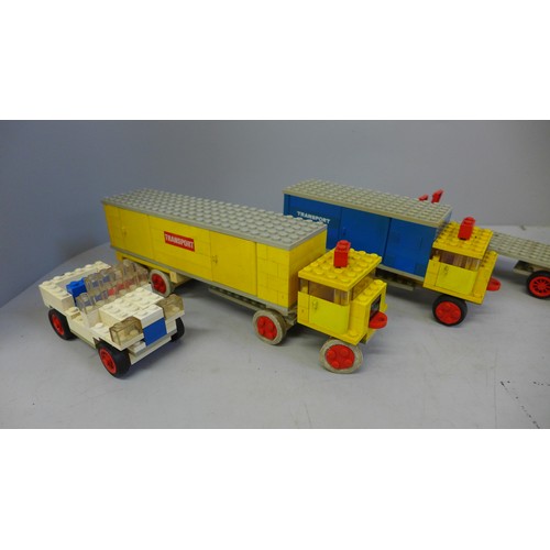 765 - A collection of Lego from 1960s, complete models with instructions from 330 Series; Trucks, Cranes, ... 