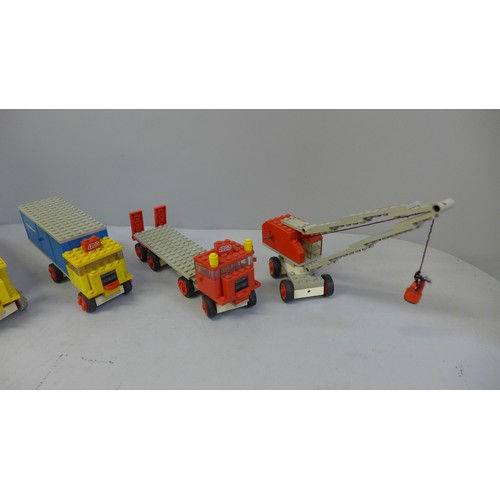 765 - A collection of Lego from 1960s, complete models with instructions from 330 Series; Trucks, Cranes, ... 