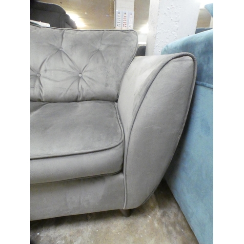 1398 - A Hoxton grey velvet three seater sofa RRP £799