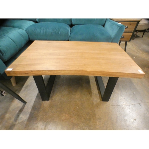 1416 - A hardwood and steel coffee table * this lot is subject to VAT