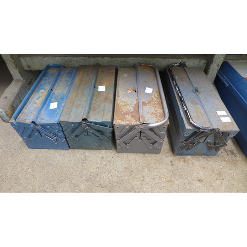 2012 - Four assorted metal tool boxes (empty)