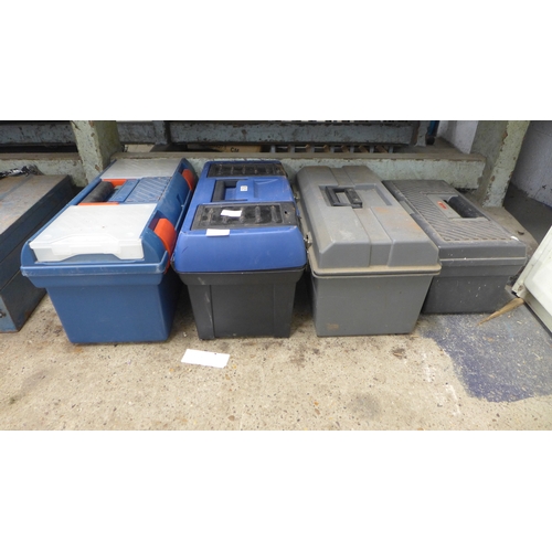 2013 - Four assorted plastic tool boxes (empty)