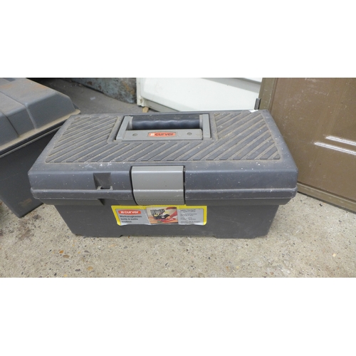 2013 - Four assorted plastic tool boxes (empty)