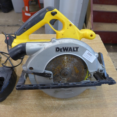 2049 - A DeWalt cordless saw - no battery with Bosch 600 RRS corded 240 drill - w