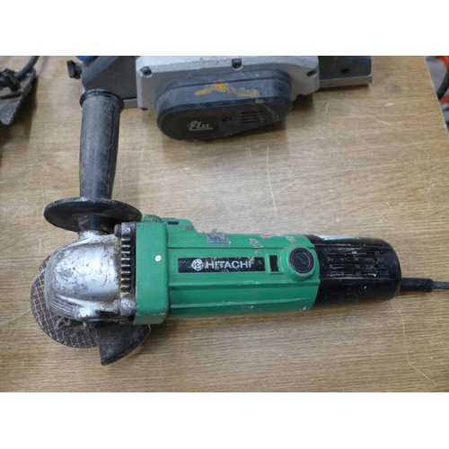 2071 - Four assorted power tools:-Hitachi PD100C 110v angle grinder, Black and Decker Scorpian KS890E, Dewa... 