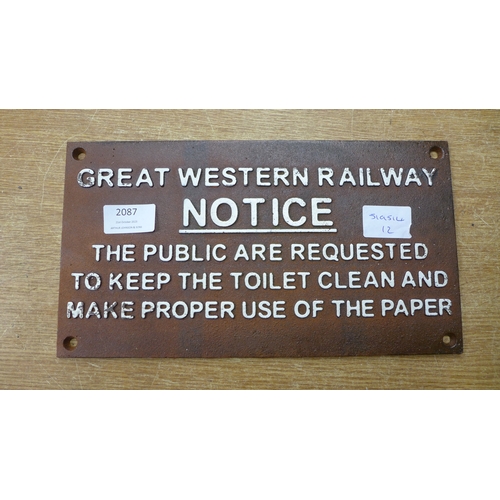 2087 - A Great Western Railway sign