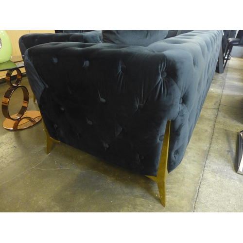 1301 - A Matrix black buttoned velvet three and two seater sofa * This lot is subject to VAT