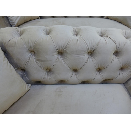 1313 - A Newport brushed gold buttoned velvet three and two seater sofa * This lot is subject to VAT