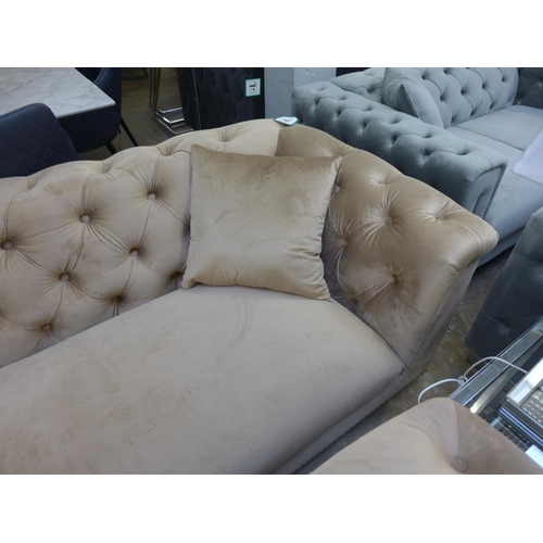 1313 - A Newport brushed gold buttoned velvet three and two seater sofa * This lot is subject to VAT