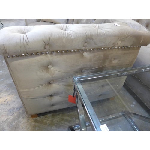 1313 - A Newport brushed gold buttoned velvet three and two seater sofa * This lot is subject to VAT