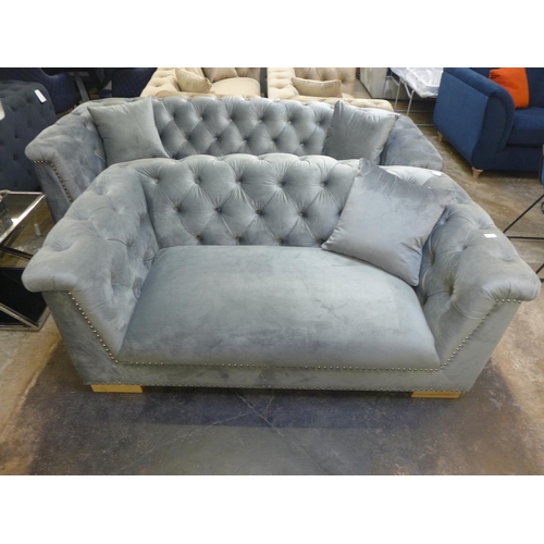 1315 - A Newport grey buttoned velvet three and two seater sofa * This lot is subject to VAT