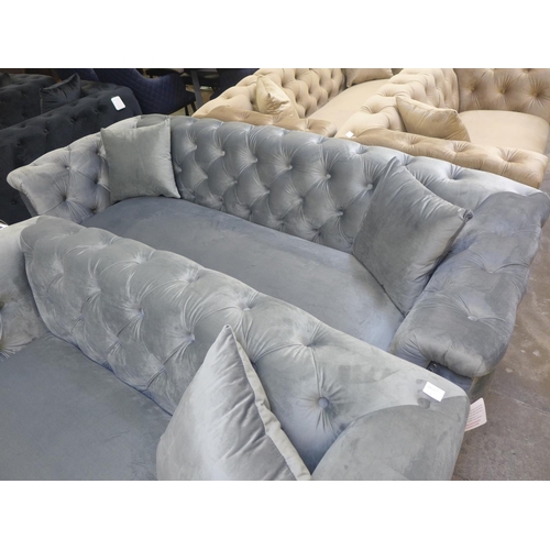 1315 - A Newport grey buttoned velvet three and two seater sofa * This lot is subject to VAT