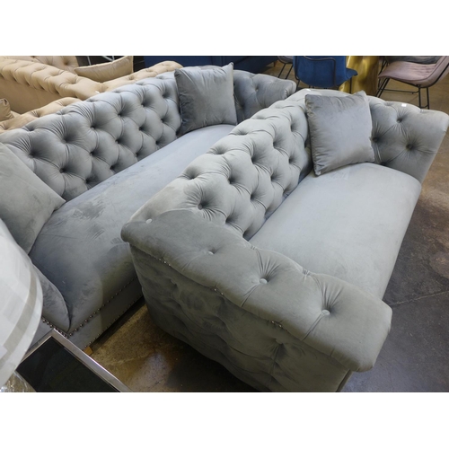 1315 - A Newport grey buttoned velvet three and two seater sofa * This lot is subject to VAT