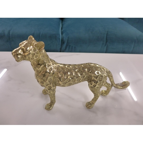 1381 - A resin gold standing leopard - H21cms (66245610)