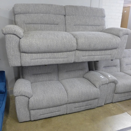 1409 - A grey flecked textured weave upholstered three and two seater sofa