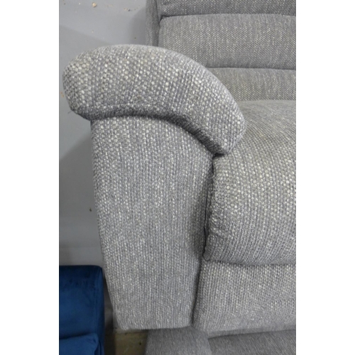 1409 - A grey flecked textured weave upholstered three and two seater sofa