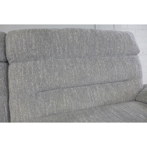 1409 - A grey flecked textured weave upholstered three and two seater sofa