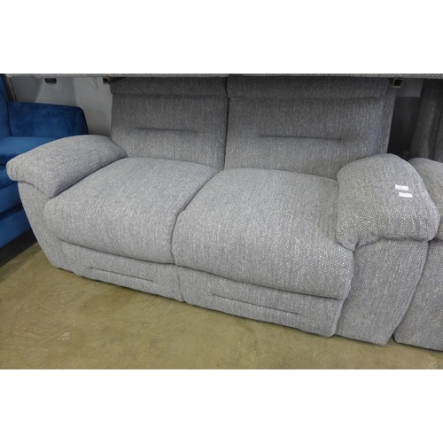 1409 - A grey flecked textured weave upholstered three and two seater sofa