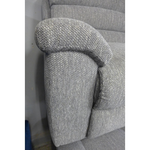 1409 - A grey flecked textured weave upholstered three and two seater sofa