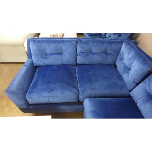 1451 - A blue velvet corner sofa