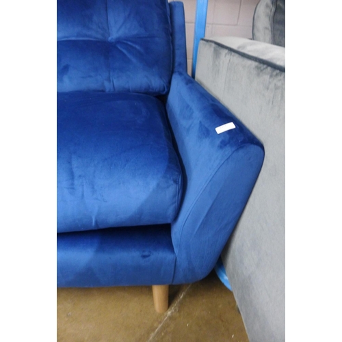 1451 - A blue velvet corner sofa