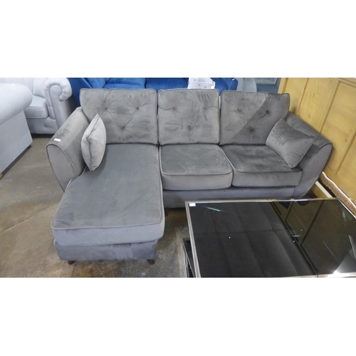 1467 - A Hoxton grey velvet L shaped sofa RRP £919