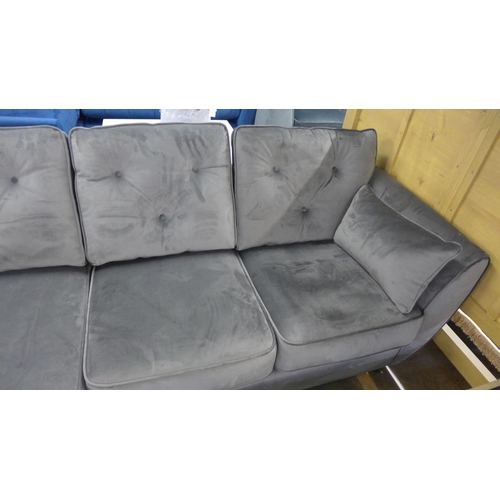 1467 - A Hoxton grey velvet L shaped sofa RRP £919