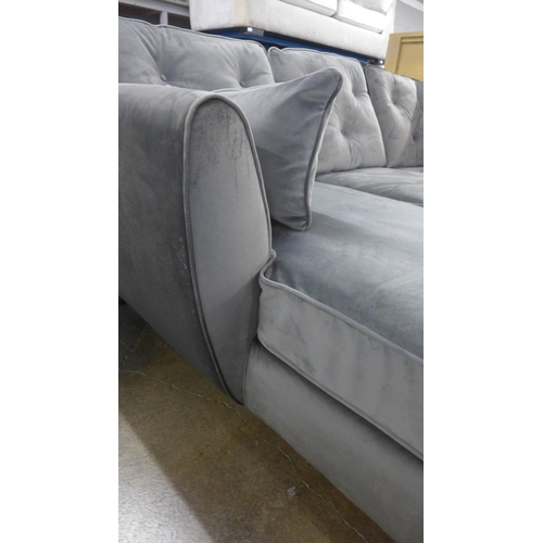 1467 - A Hoxton grey velvet L shaped sofa RRP £919