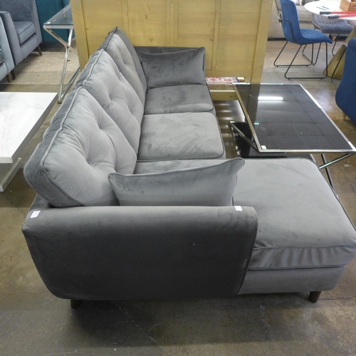 1467 - A Hoxton grey velvet L shaped sofa RRP £919