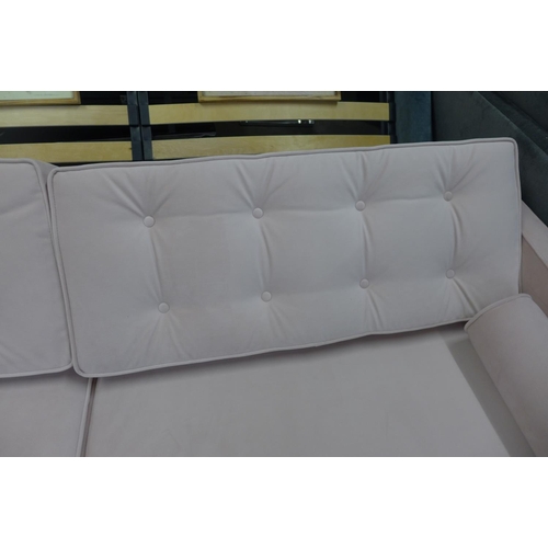 1473 - A pink velvet metal action oversized sofa bed