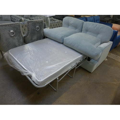 1499 - A light teal metal action sofa bed RRP £849 for standard two seater sofa