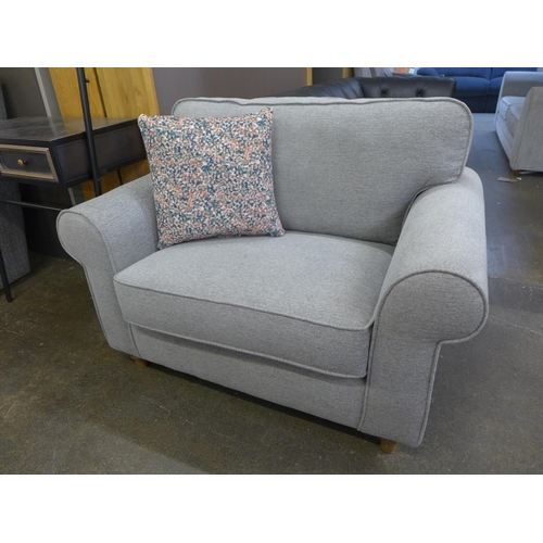 1507 - A grey upholstered mini loveseat