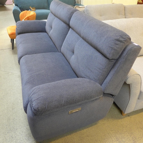 1515 - A midnight blue upholstered dual electric reclining sofa RRP £1799