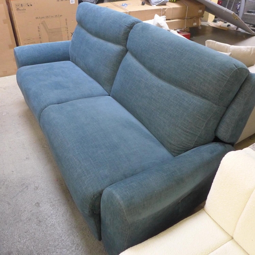 1519 - A teal blue upholstered dual electric reclining sofa RRP £1799